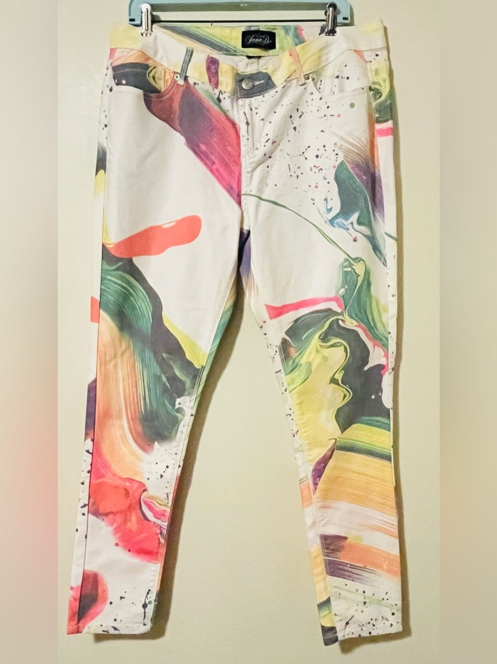 Jane Doe Multicolor Paint Splatter Stretch Relaxed Fit Jeans Size 15